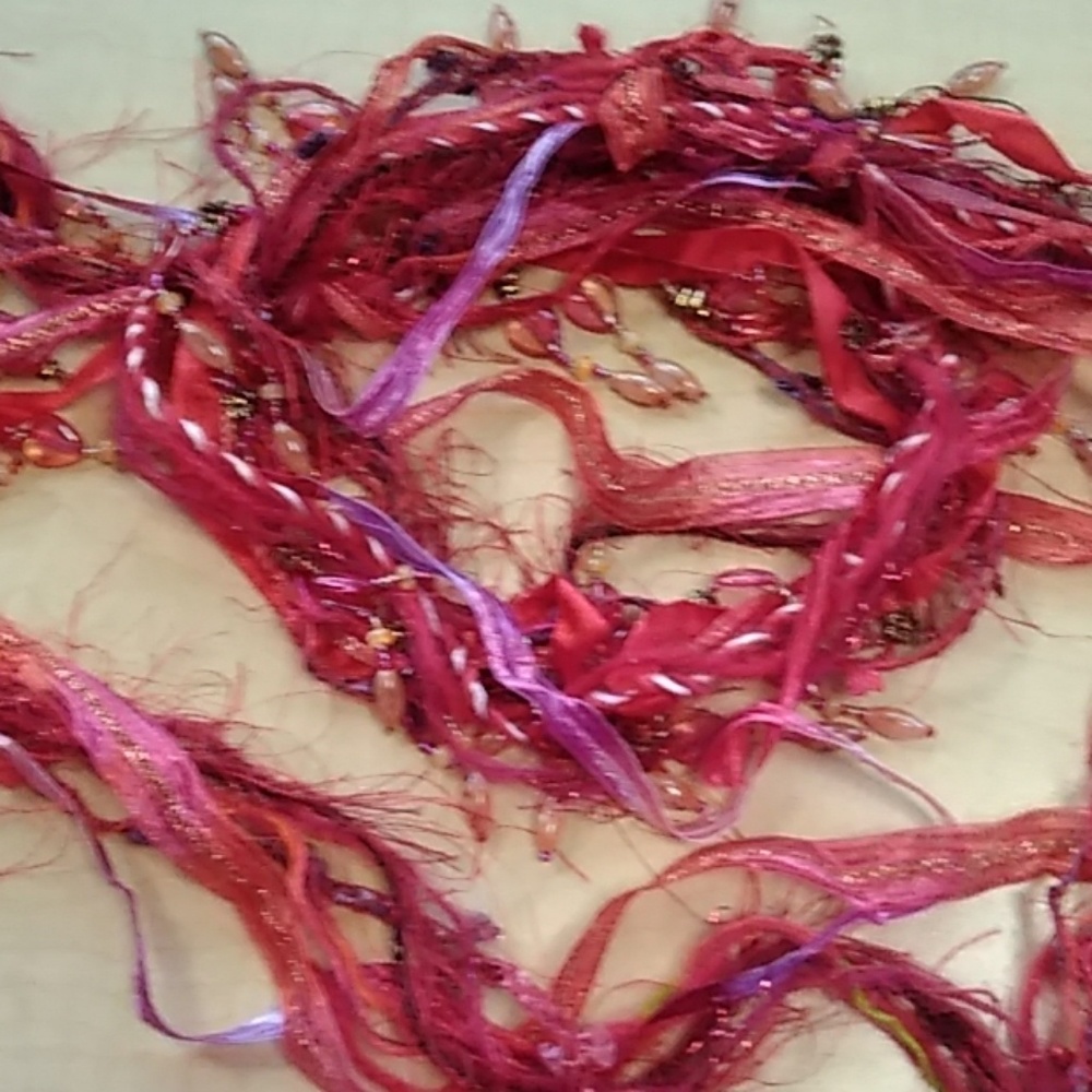 Beaded ribbons gypsy scarf